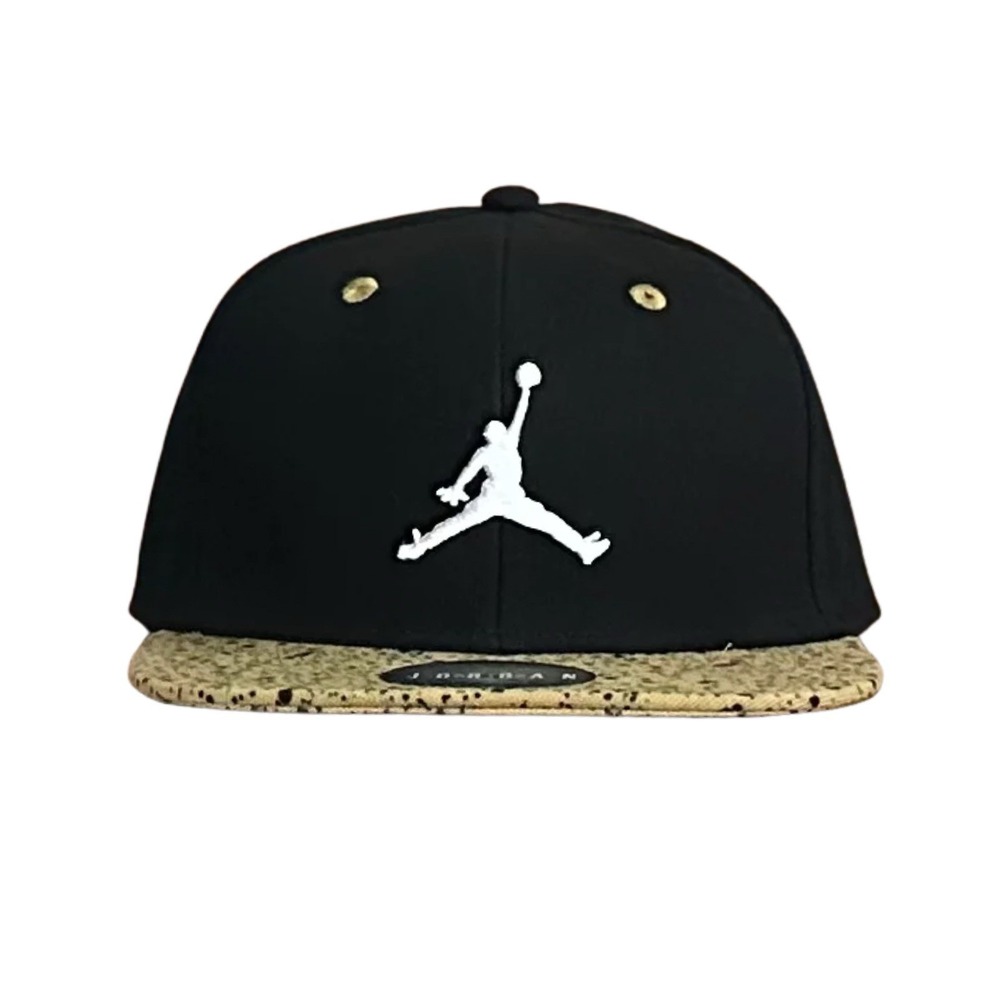 Nike Air Jordan Youth Snapback Hat Black Gold Speckled Jumpman Flat Bill Cap